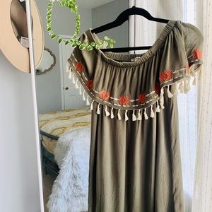 Boho Off the Shoulder Fringe dress